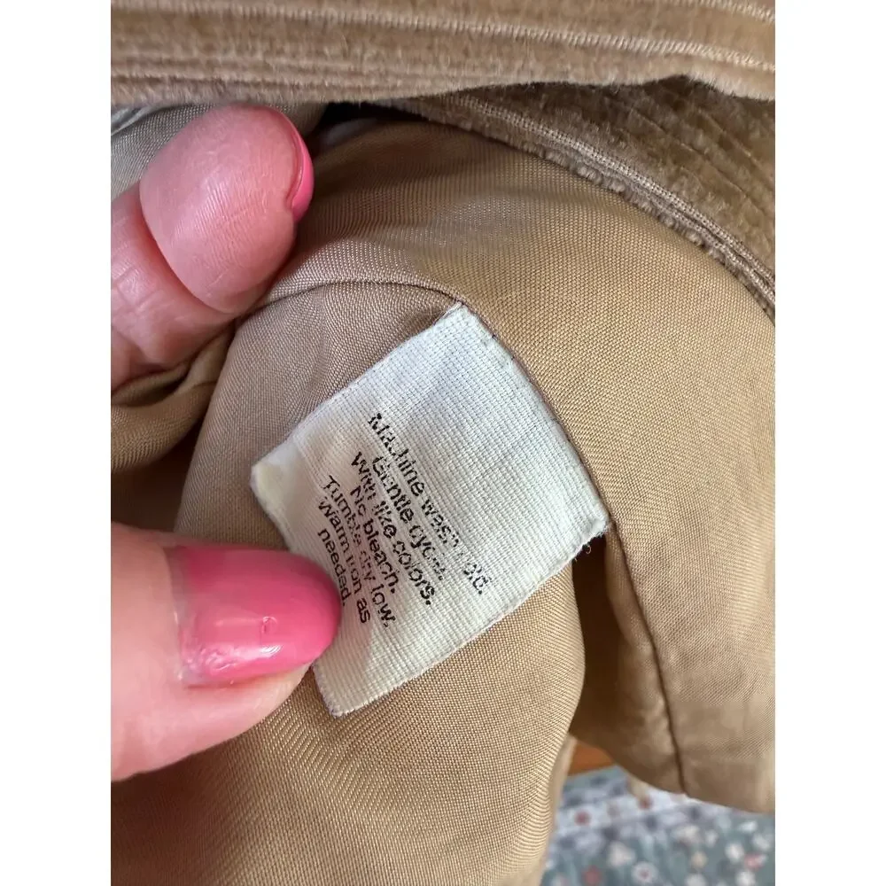 Vintage J. Crew Y2K Long Wide Wale Corduroy Trench Coat Tan L